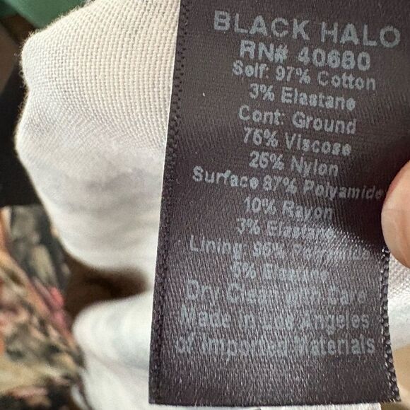 Black Halo Dress Antique Floral A-Line Cocktail Spaghetti Strap Pleated - Picture 8 of 8